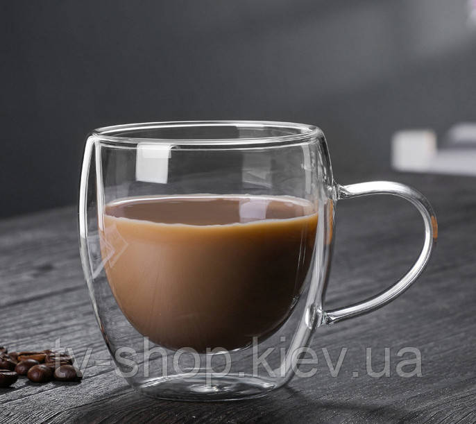 Чашка подвійне скло Овал 400 мл., фото 1