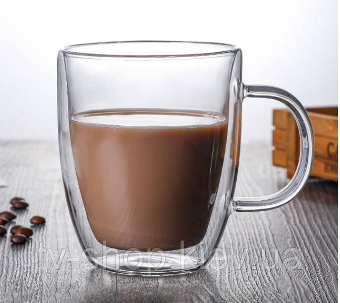 Чашка подвійне скло Пряма 220 мл., фото 1