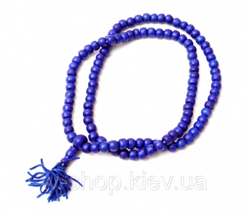 Чітки з кістки 8 мм. Сині, фото 1