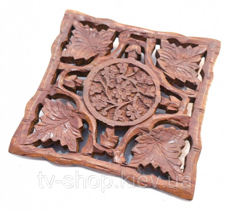 Підставка під гаряче з червоного дерева Квадрат, фото 1