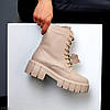 Круті зимові бежеві шкіряні черевики берці супер ціна, фото 2