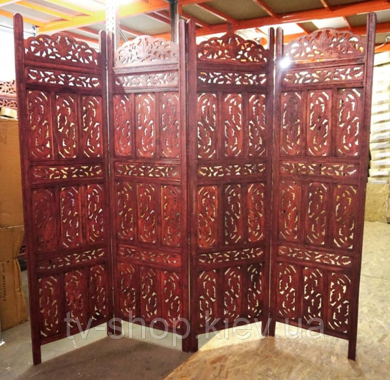 Ширма з червоного дерева на 4 секції No1, фото 1