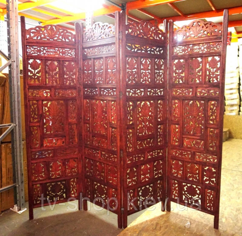 Ширма з червоного дерева на 4 секції No5, фото 1