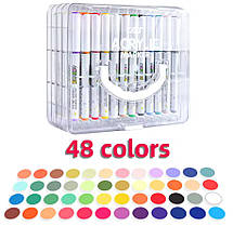 Акриловий маркер фарба Marker Acrylic UES-1001-48 наконечник пензель, у пластиковому боксі 48 кольорів