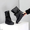 Дизайнерські зимові чорні високі черевики натуральна шкіра флотар, фото 6