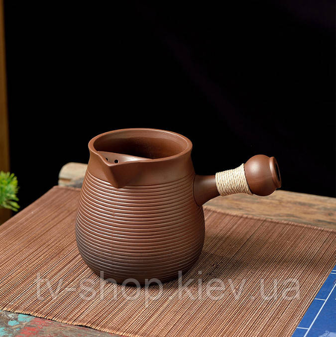 Чахай із бічною ручкою великий Коричневий 650 мл., фото 1