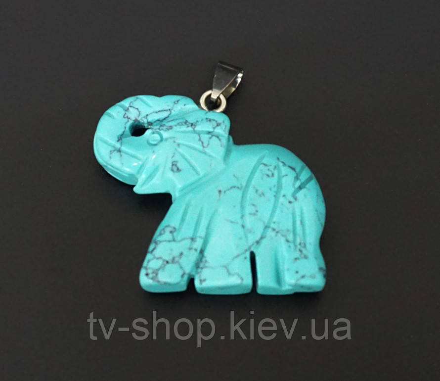 Кулон Слоник Бірюза полімерна, фото 1
