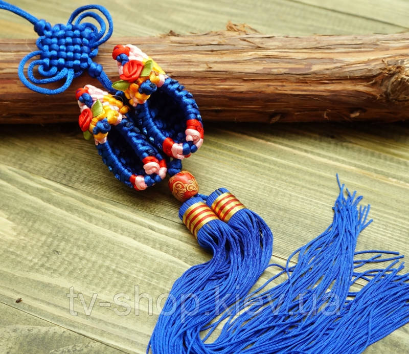 Капці в'язані з пензлем Сині великі, фото 1