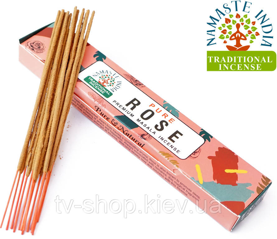 Ароматичні палички Троянда Namaste India Pure Rose, фото 1