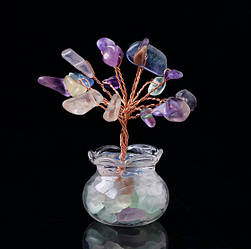 Дерево щастя в баночці Барвистий флюорит