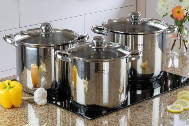 Набір кухонного посуду (7.2/9.0/11.2л) Edenberg EB-525, 6 предметів з нержавіючої сталі / Набір великих каструл, фото 1