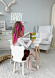 Столик з відкидним верхом 53х60х45 і стільчик медвежа 26.5х26х25, стіл та стілець для злопчика від 1 року, білий, фото 6