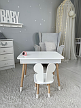 Столик з відкидним верхом 53х60х45 і стільчик метелик 26.5х26х25, стіл та стілець для злопчика від 1 року, білий, фото 3