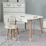 Стіл прямокутний з висувним ящиком 46х60х45 і стілець медвежа 26.5х26х25, столик та стільчик в дитячу, білий, фото 10