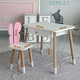 Стіл прямокутний з шухлядою 46х60х45 і стілець метелик 26.5х26х25, столик та стільчик для дівчачої кімнати, рожевий з білим, фото 10