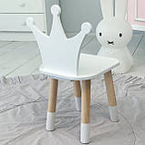 Дитячий дерев'яний стільчик принцеса 26.5х26х25см, стілець для дитини, білий, фото 2