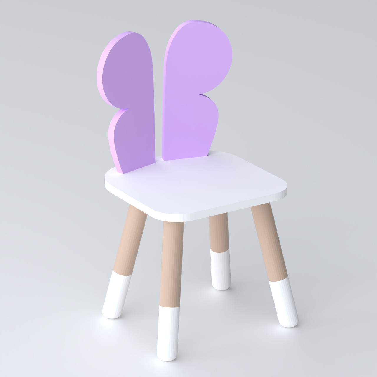 Дитячий стільчик метелик 26.5х26х25см, стілець у дитячу кімнату до 7 років, білий з фіолетовим, фото 1
