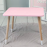 Дитячий прямокутний столик 46х60х45, стіл для дитячої кімнати, рожевий, фото 2