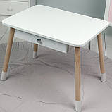 Дитячий столик з висувним ящиком 46х60х45, стіл трюмо в дитячу кімнату, білий, фото 2