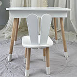 Дитячий дерев'яний столик з відкидним верхом 53×60×45, стіл з нішею в дитячу, білий, фото 4