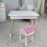 Дитячий дерев'яний столик з відкидним верхом 53×60×45, стіл з нішею в дитячу, білий, фото 6