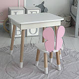 Дитячий дерев'яний столик з відкидним верхом 53×60×45, стіл з нішею в дитячу, білий, фото 7