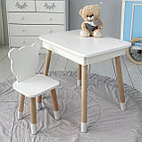 Дитячий дерев'яний столик з відкидним верхом 53×60×45, стіл з нішею в дитячу, білий, фото 8