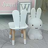 Дитячий стільчик вушка зайчика 26.5х26х25 см, стілець у дитячу кімнату до 7 років, білий, фото 3