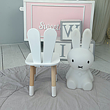 Дитячий стільчик вушка зайчика 26.5х26х25 см, стілець у дитячу кімнату до 7 років, білий, фото 5
