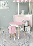 Дитячий стіл хмаринка з нішею 54х68х50, столик трюмо з відкидним верхом, рожевий, фото 5