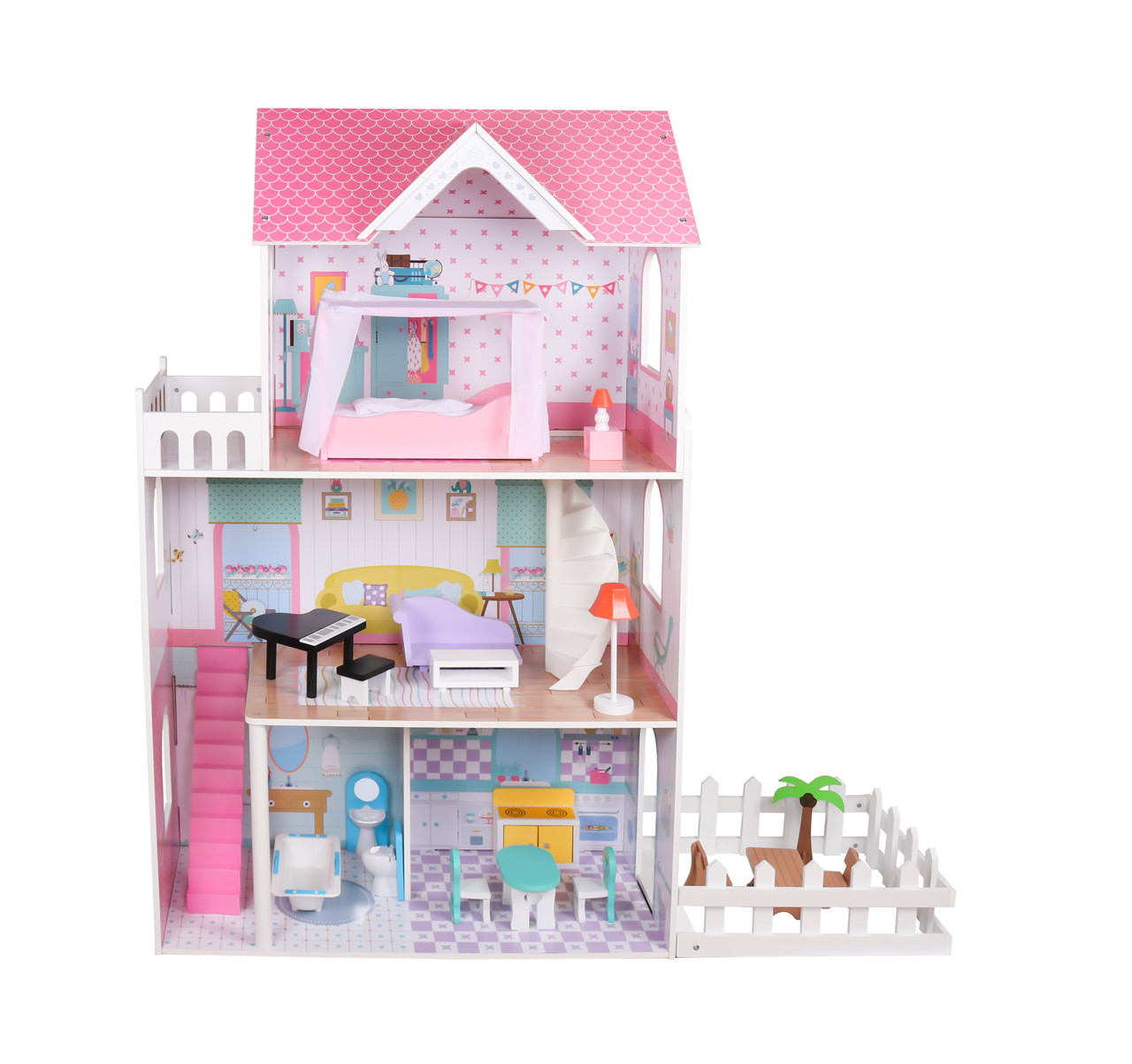 Дерев'яний ляльковий будиночок для Барбі AVKO Вілла Севілья + меблі, фото 1