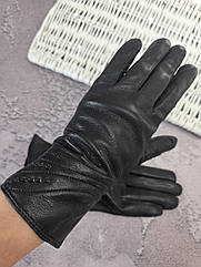 Рукавички жіночі зимові на підкладці утеплені чорні теплі тонкі з хутром