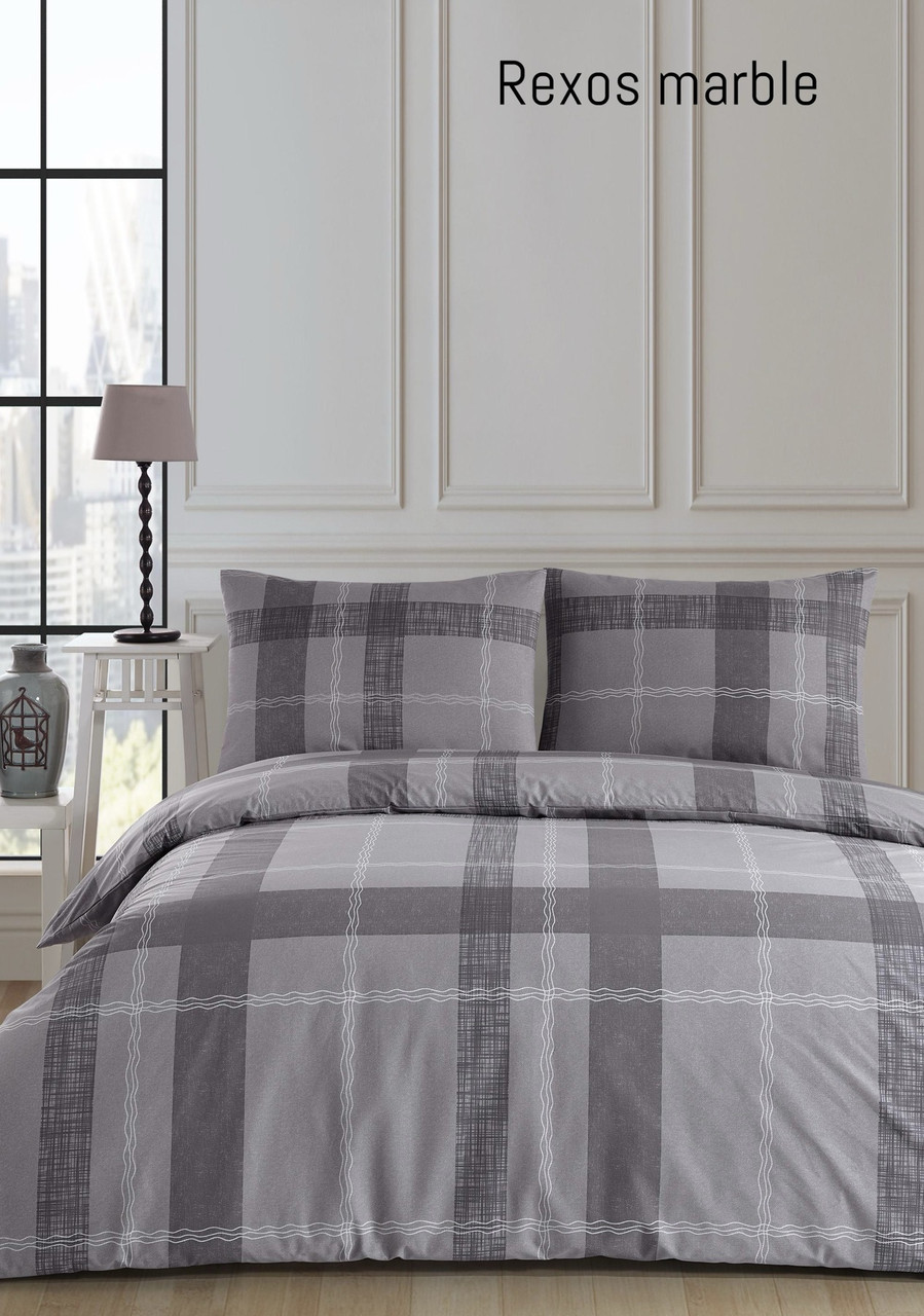 Постільна білизна Altinbasak  євро розмір ранфорс Rexos marble, фото 1