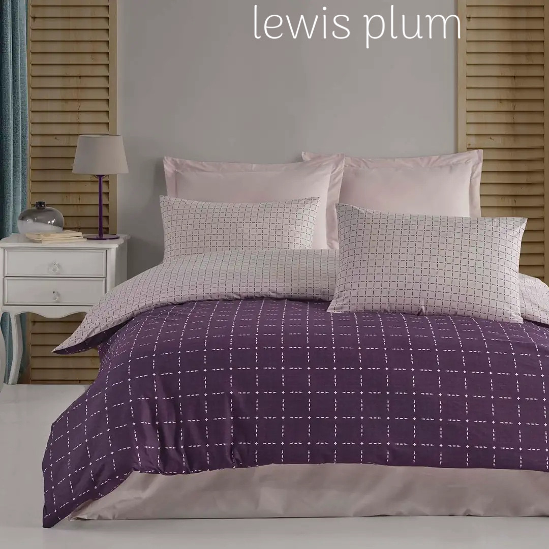 Постільна білизна Altinbasak євро розмір ранфорс Lewis plum, фото 1
