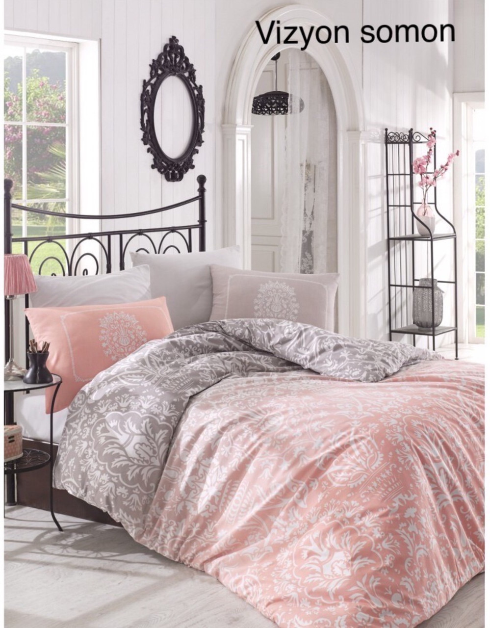 Постільна білизна Altinbasak  євро розмір ранфорс Vizyon somon, фото 1