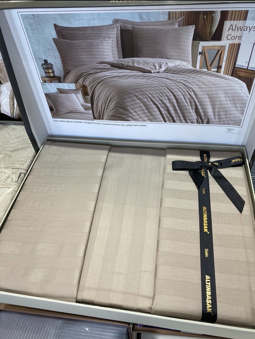 Постільна білизна Altinbasak сатин страйп сімейний розмір Core, фото 1