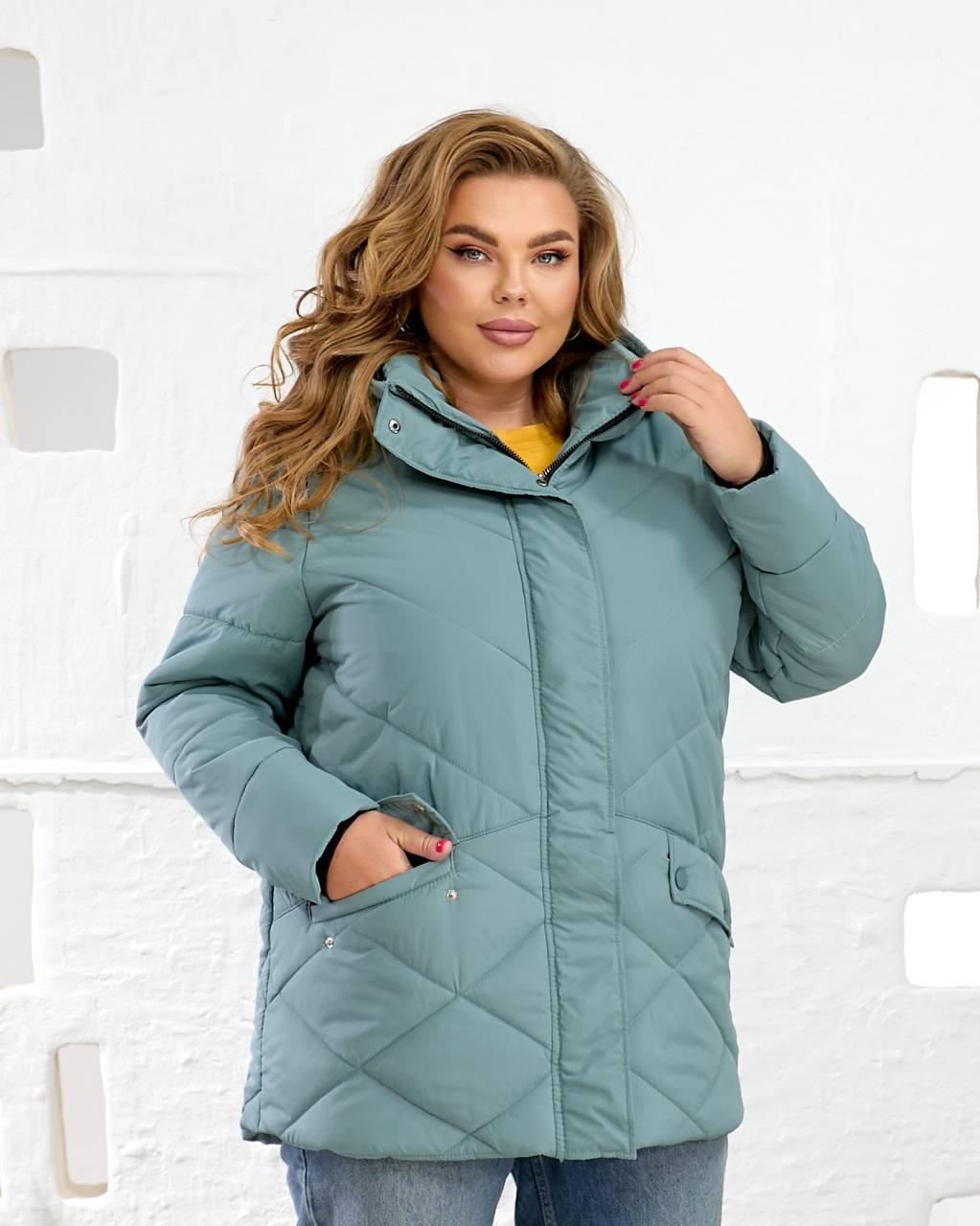 Тепла зимова жіноча куртка "Батал" (50-60). Синтепон 250, плащівка Емі., фото 1