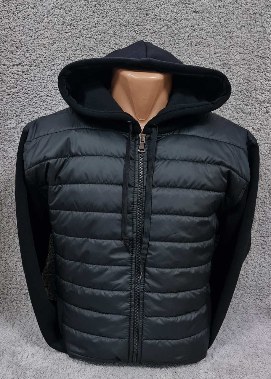 Кофта чоловіча толстовка зимова тепла на флісі з вшитим капюшоном великих розмірів чорна