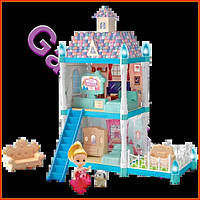 Ляльковий будиночок для дітей Snow Garden двоповерховий іграшковий набір 72 деталі в коробці для дівчаток та хлопчиків