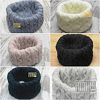 Зимовий на флісі подвійний в'язаний снуд хомут шарф-труба для хлопчика утеплений 4479