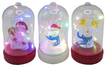 Сувенір LED, що світиться, в колбі "Д.Мороз, Сніговик, Олень" 11см ZH-5012 G-Rich