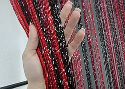 Штори нитки Веселка Дощ з люрексом 3 на 3 метри Червоний Бордовий Чорний