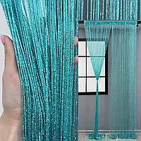 Штори нитки Дощ Venera Однотонні з люрексом 300 х 300 см Бірюзові