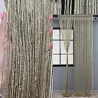 Штори нитки Дощ Venera Однотонні з люрексом 300 х 300 см Бежеві