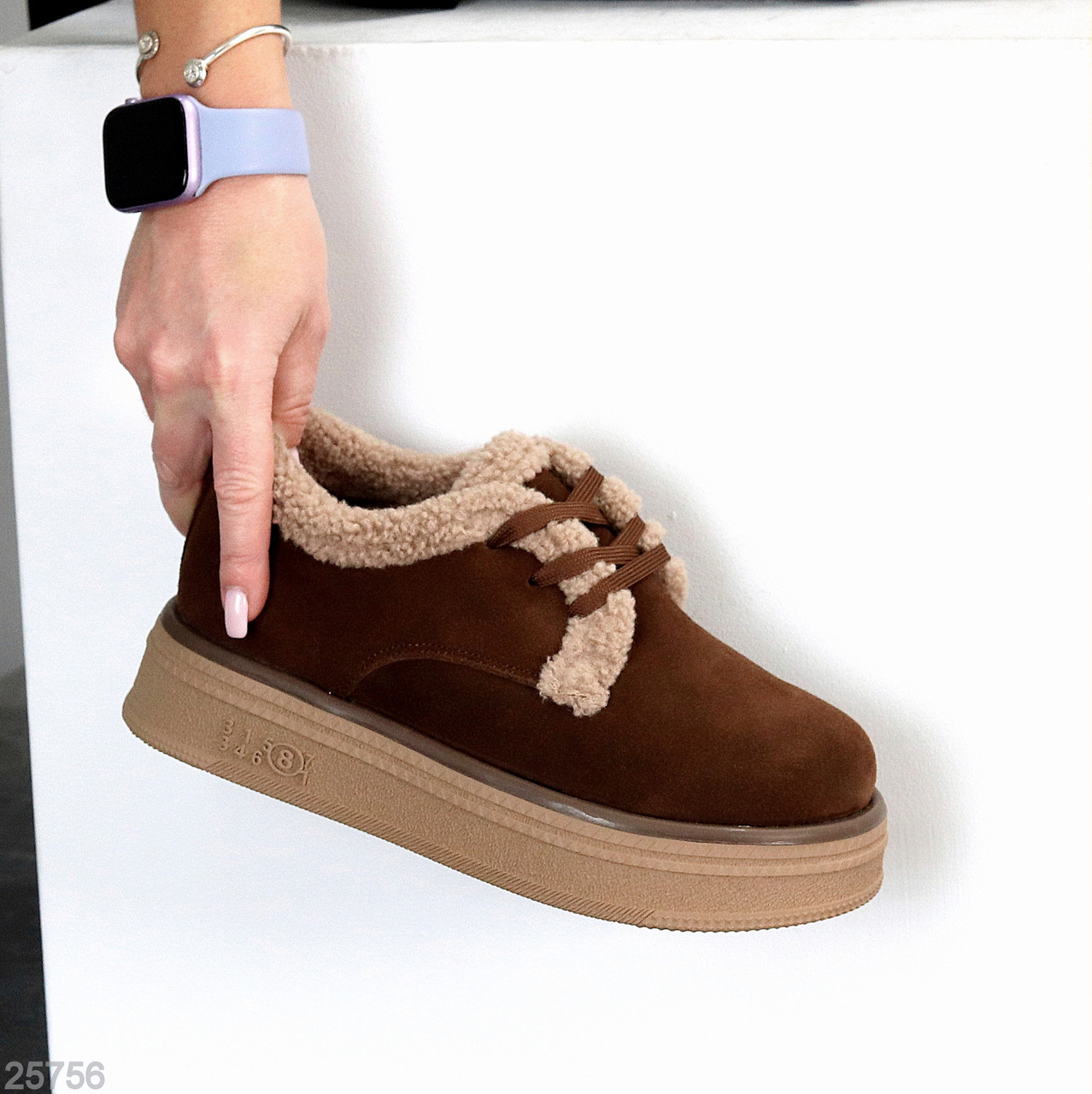 Теплі черевики автоледі натуральна замша колір Шоколад 38, фото 1