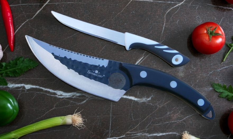 Ніж кухарський Sonmelony Chef К-03А фултанг з серейтором 27 см + подарунок Ніж кухонний Tramontina 20 см, фото 1