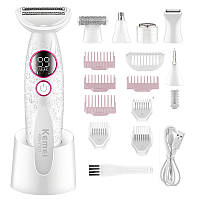 Жіноча бездротова акумуляторна електробритва 11в1 Kemei KM-7101 тример для тіла, брів, носа, вух і обличчя