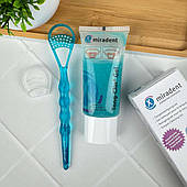 Набор для языка (гель Miradent Tong Clin, 50 мл+скребок), блакитний