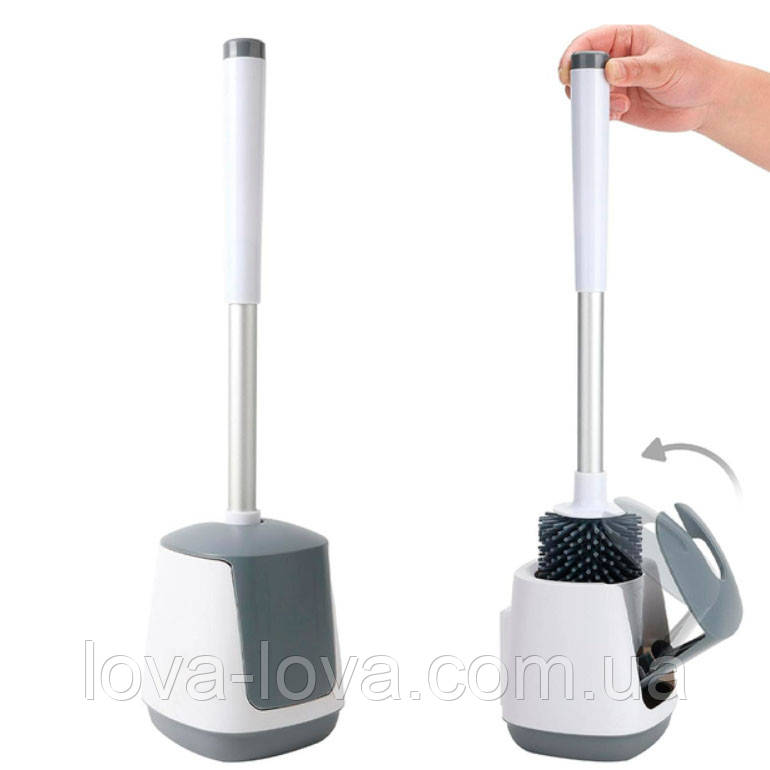 Йоржик для унітаза з автоматичним відкриттям і силіконовою щіткою Щітка для унітаза з тримачем, фото 1