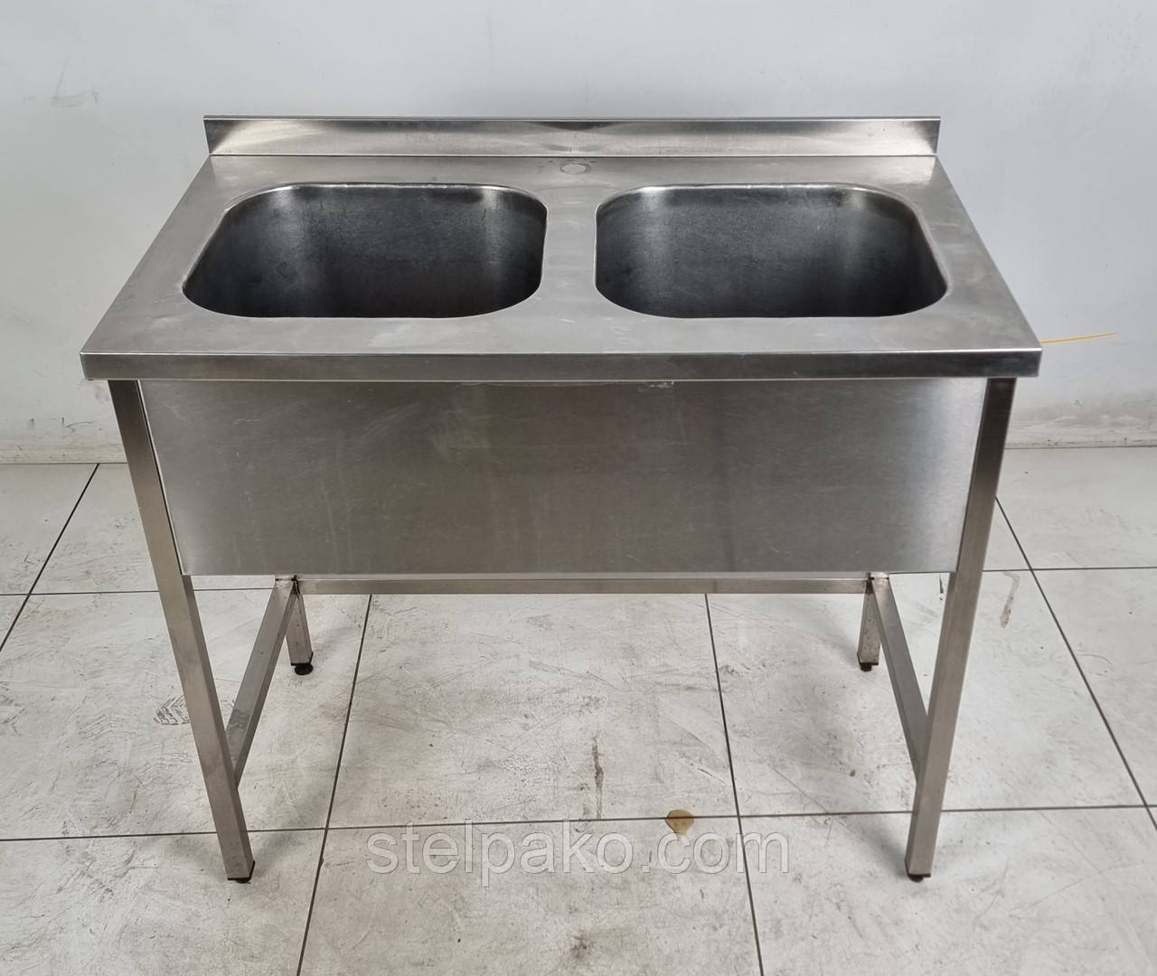 Мийка двохсекційна з нержавіючої сталі, 1000х600х850 мм., Б/у, фото 1